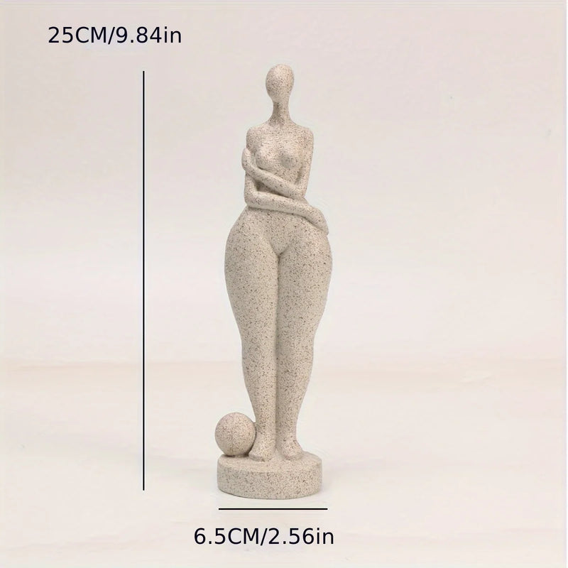 Handmade Sandstone Resin Sitting Female Statue