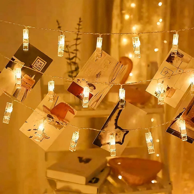 Photo Clip String Lights - 10/20/30/40 LED Fairy Lights for Hanging Pictures & Cards