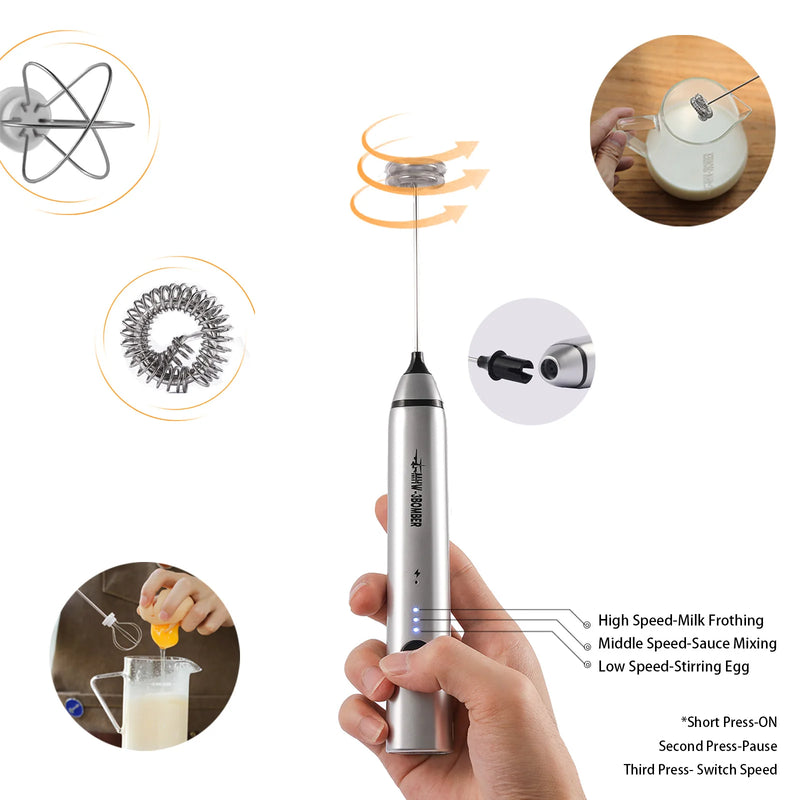 MHW-3BOMBER Mini Electric Milk Frother – Portable Kitchen Tool for Perfect Beverages