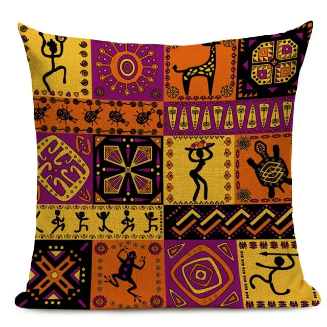 African Style Geometric Print Cushion Covers - 45x45cm Throw Pillow Cases for Home Decor