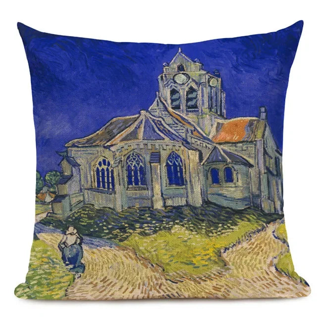 Van Gogh Oil Painting Art Decorative Cushion Cover - 45x45CM Throw Pillow Case for Home Decor