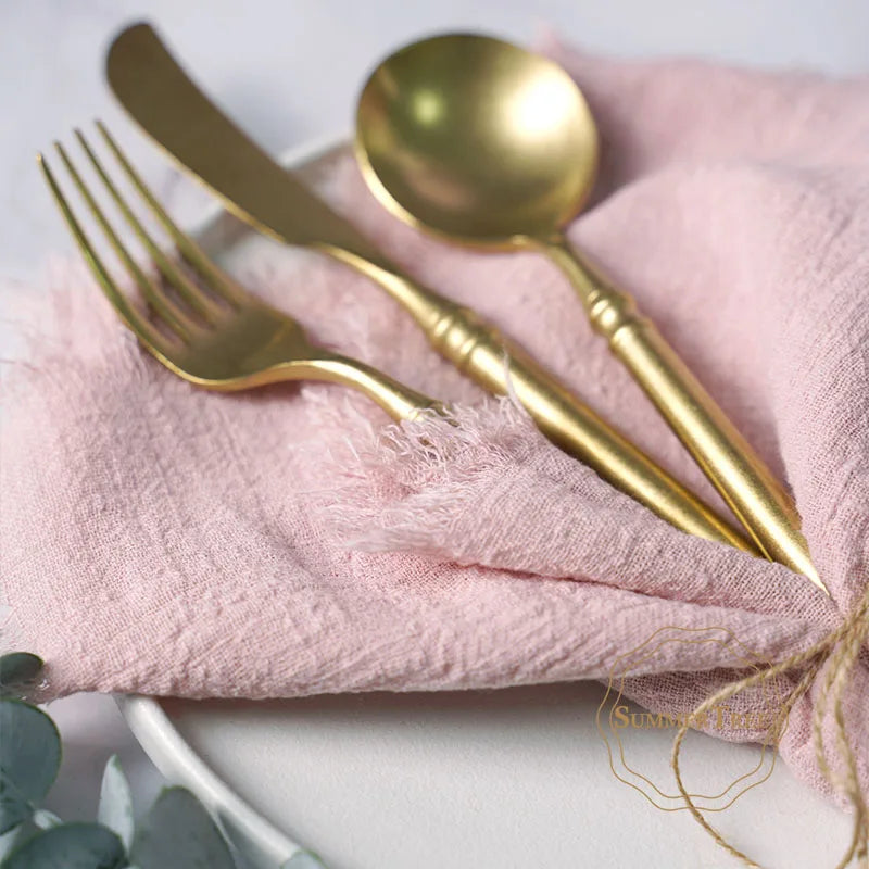 10pcs Napkins 41x41cm Cotton Cloth Gauze Rustic Towel Dining Place Linen Fabric Table Decoration