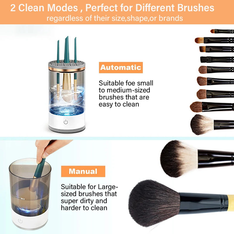 Electric Makeup Brush Cleaner – Rechargeable 3-in-1 Automatic Cleaning & Drying Tool