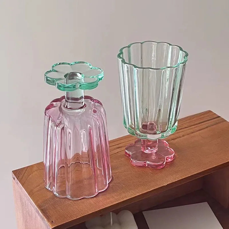 French Style Flower-Shaped Glass Cup