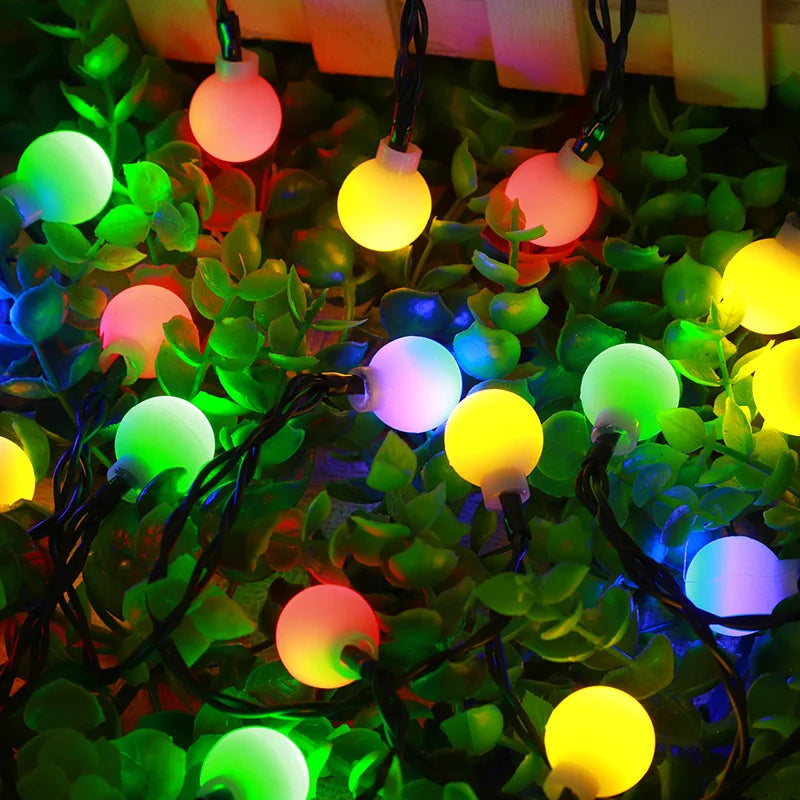 LED Solar Globe Ball String Lights - Solar Fairy Lights for Indoor & Outdoor Decor