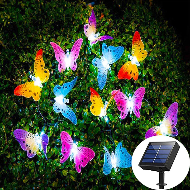 Solar Butterfly String Lights – Outdoor Fiber Optic Fairy Lights