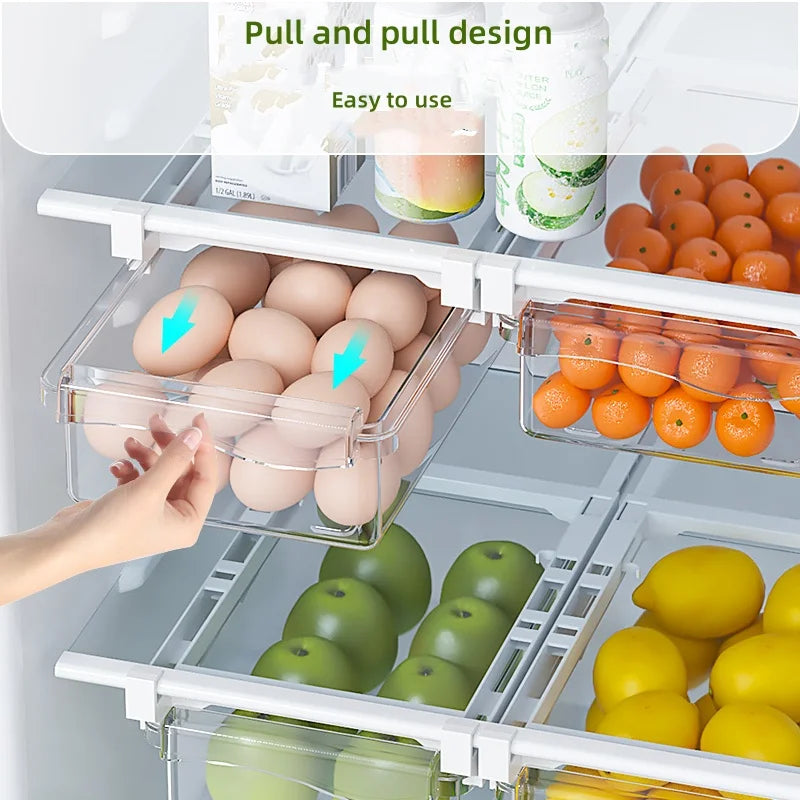 Transparent Kitchen Refrigerator Drawer Organizer Bins