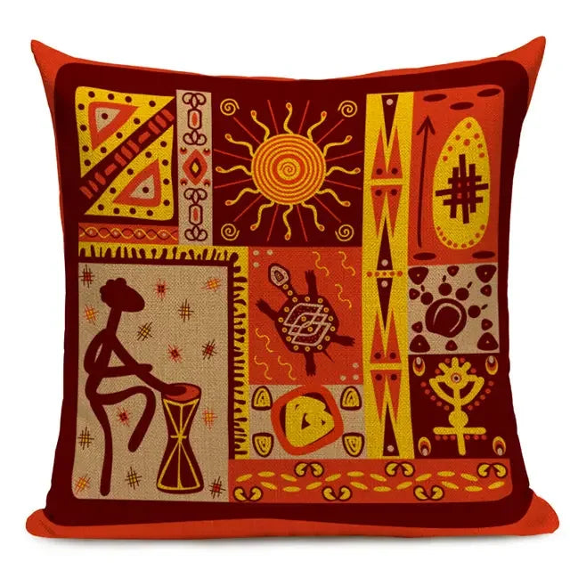 African Style Geometric Print Cushion Covers - 45x45cm Throw Pillow Cases for Home Decor