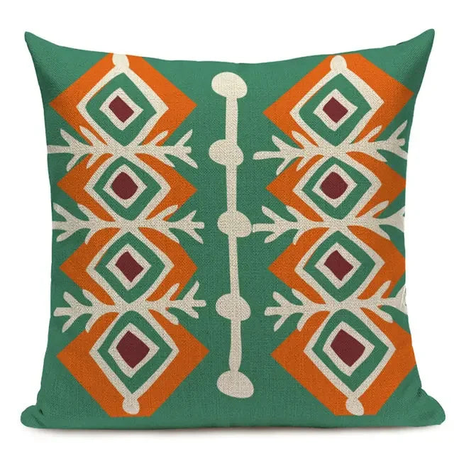 African Style Geometric Print Cushion Covers - 45x45cm Throw Pillow Cases for Home Decor