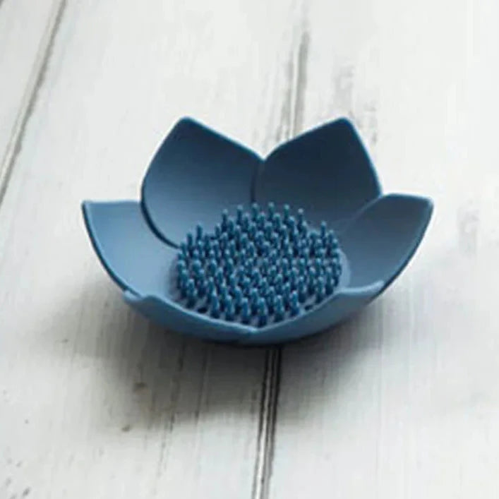 Lotus Shape Non-Slip Silicone Soap Tray – Bathroom Draining Soap Dish