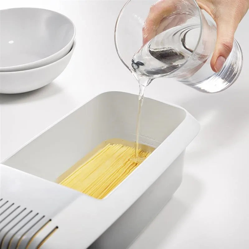 Microwave Noodles Pasta Cooker with Strainer - Eco-Friendly Plastic Spaghetti & Vegetable Steamer