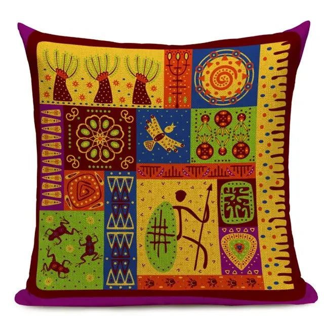 African Style Geometric Print Cushion Covers - 45x45cm Throw Pillow Cases for Home Decor