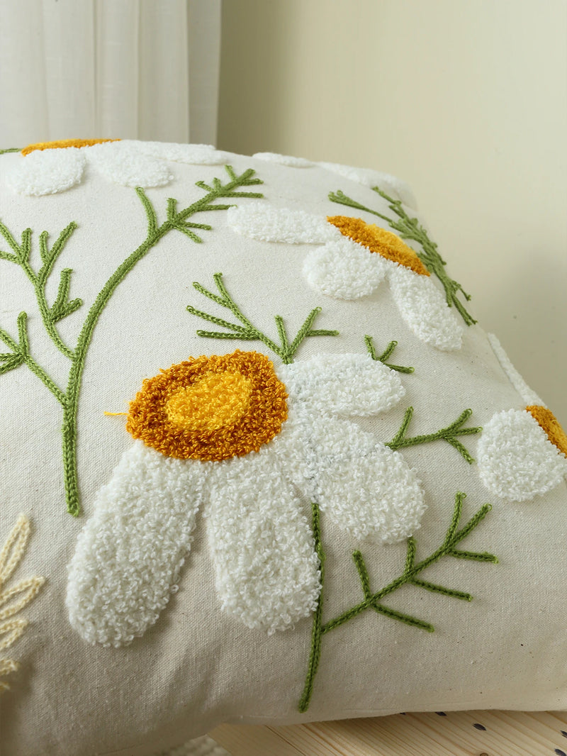 Elegant Embroidered Floral Cushion Cover for Home, Sofa, Car Decoration