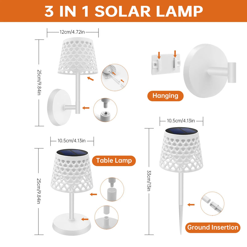 LED Solar Table Lamp - Waterproof 3-Way Installation Portable Table Lamp