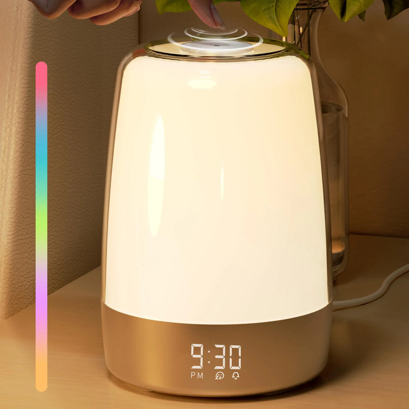 Sunrise Alarm Clock with LED Wake-Up Light – Dimmable RGB Touch Bedside Lamp