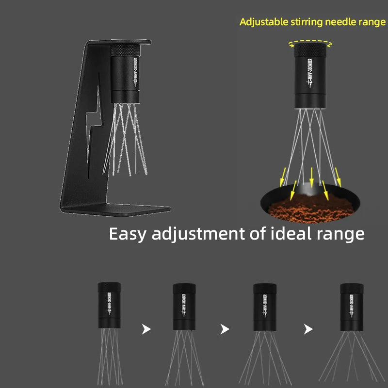 MHW-3BOMBER: Adjustable WDT Espresso Distribution Tool – Coffee Stirrer with Magnetic Stand