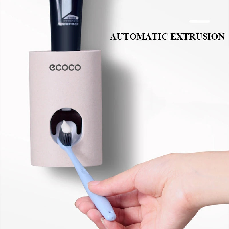 Automatic Toothpaste Dispenser & Dust-proof Toothbrush Holder Bathroom Set