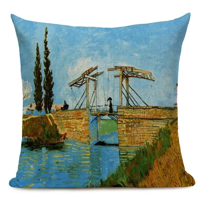 Van Gogh Oil Painting Art Decorative Cushion Cover - 45x45CM Throw Pillow Case for Home Decor