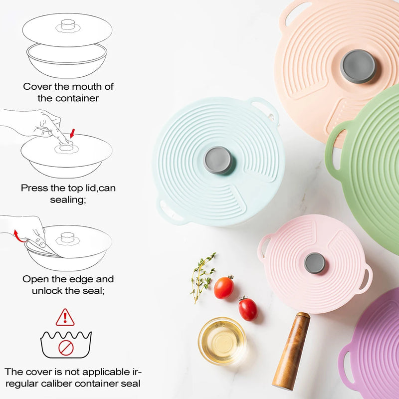 Silicone Lids for Bowl, Reusable Sealed Suction Lids Fits Cups, Bowls, Plates, Pots, Food Storage