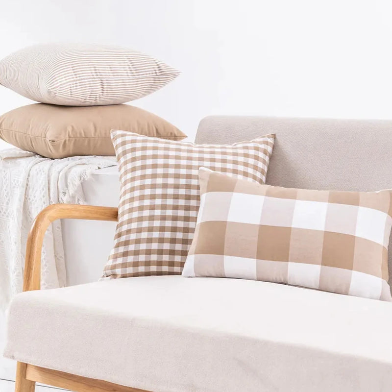 Beige Plaid Striped Pillow Covers Decorative Pillow Cases Decor Home Cushion Cover 30x50cm/45x45cm