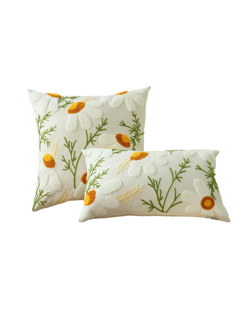 Elegant Embroidered Floral Cushion Cover for Home, Sofa, Car Decoration