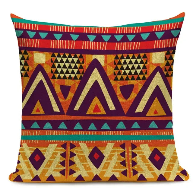 African Style Geometric Print Cushion Covers - 45x45cm Throw Pillow Cases for Home Decor