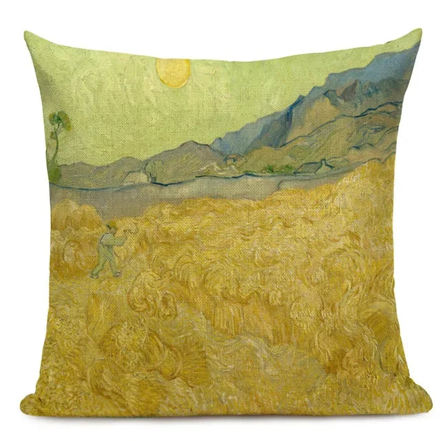 Van Gogh Oil Painting Art Decorative Cushion Cover - 45x45CM Throw Pillow Case for Home Decor