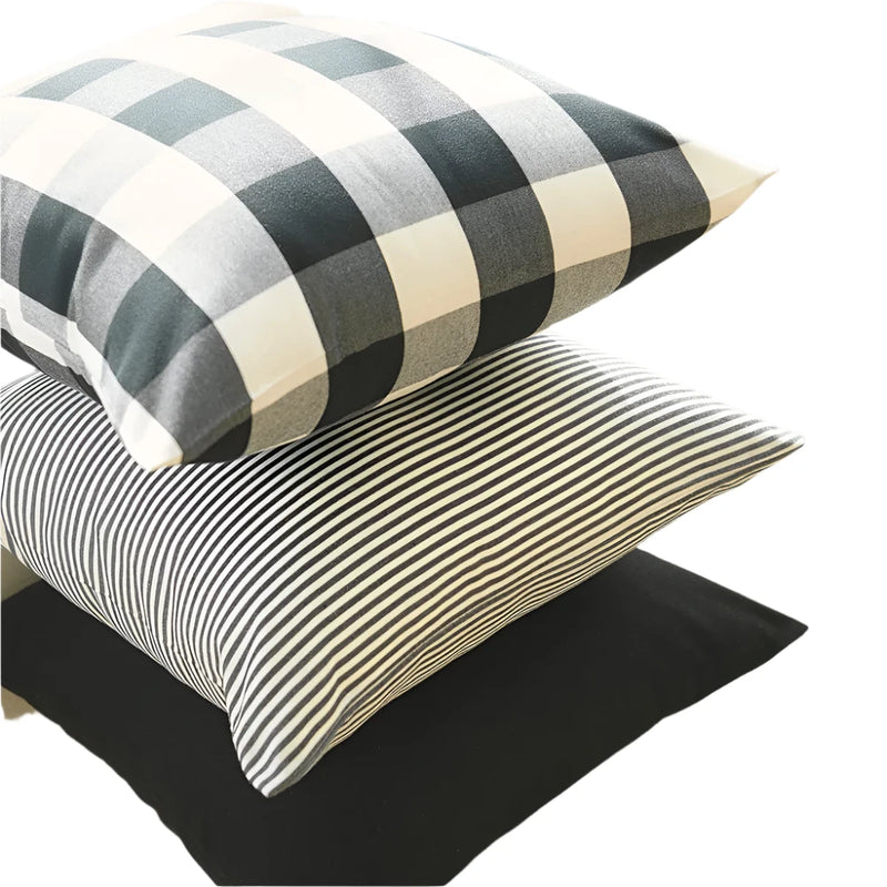 Black & White Checkered Cushion Cover – Gingham Style Pillowcase for Home Decor