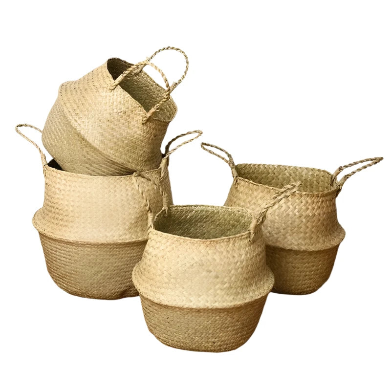 Nordic Style Seaweed Wicker Basket for Home Storage - Hanging Decor Basket