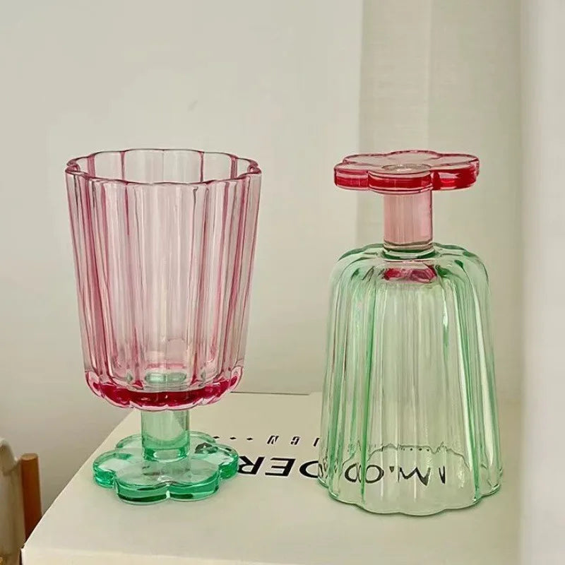 French Style Flower-Shaped Glass Cup