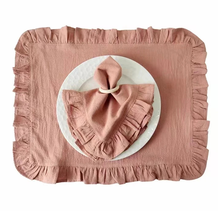 Cotton Ruffle Napkins - Elegant Placemats for Table Decor