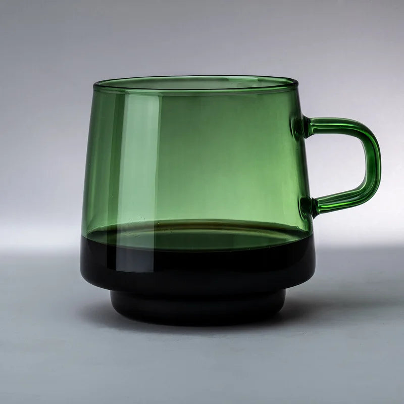 Mid Century Colorful Glass Coffee Mug - High Borosilicate Glass Coffee Cup