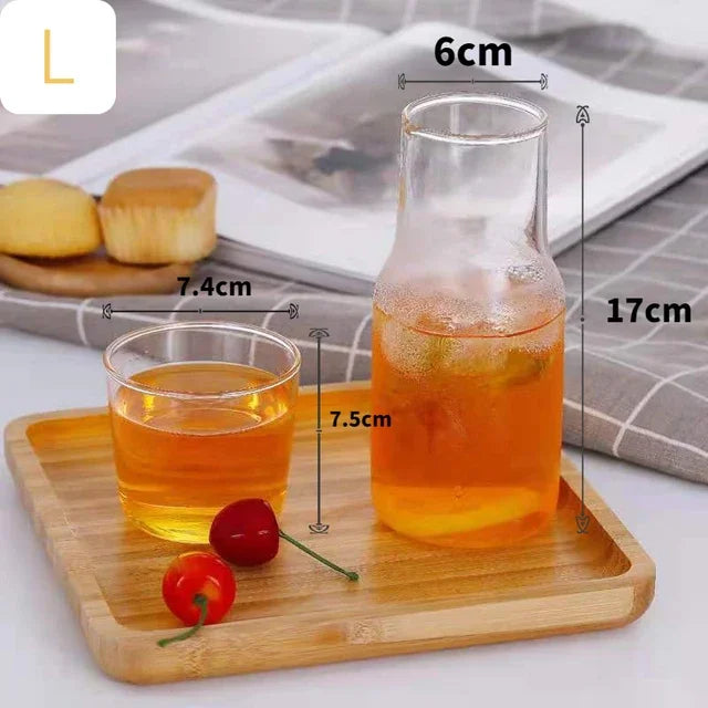 Glass Water Bottle with Glass Cup Set – Summer Carafe with Tumbler Set