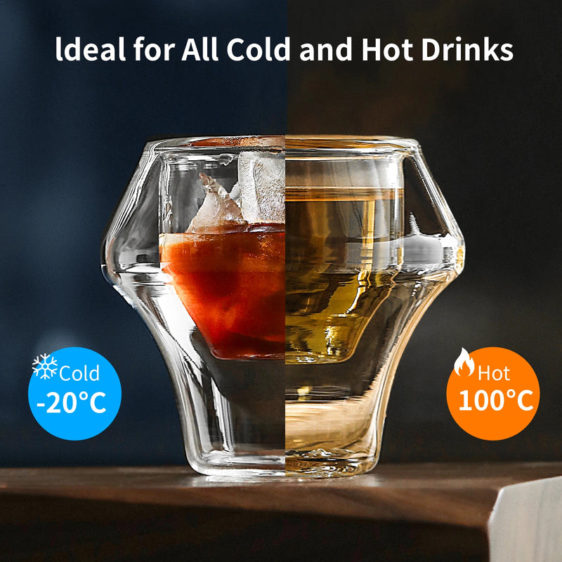 MHW-3BOMBER Double Wall Glass Espresso Cups – Anti-scald Reusable Coffee, Tea, and Wine Cups