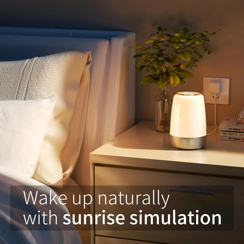 Sunrise Alarm Clock with LED Wake-Up Light – Dimmable RGB Touch Bedside Lamp