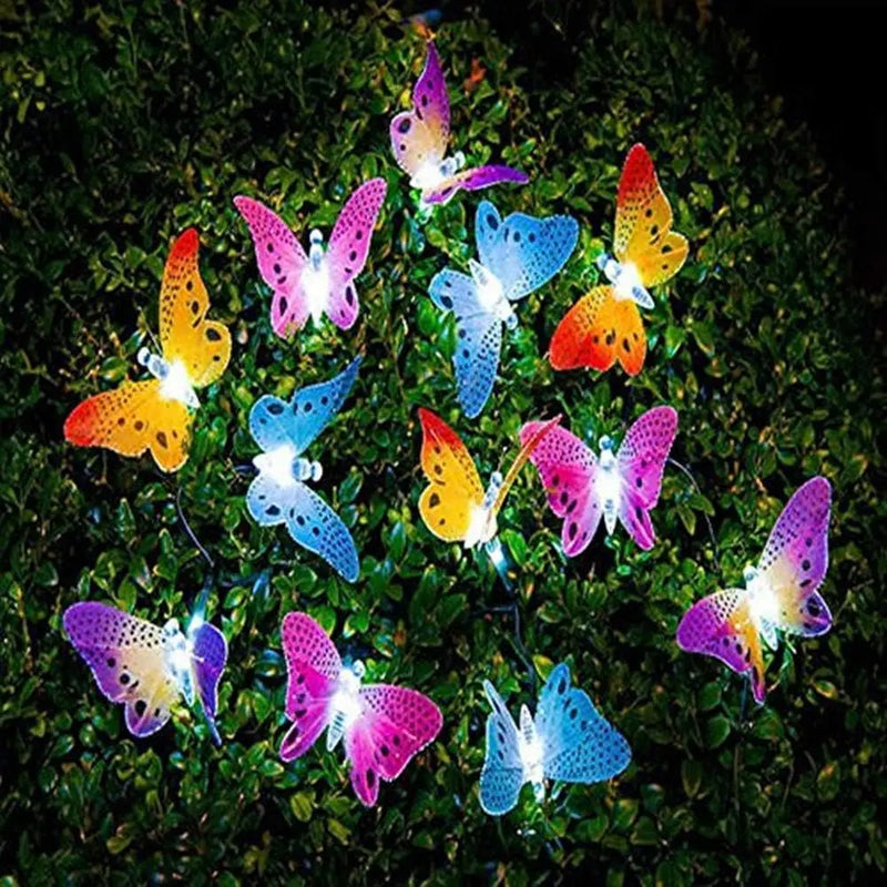 Solar Butterfly String Lights – Outdoor Fiber Optic Fairy Lights