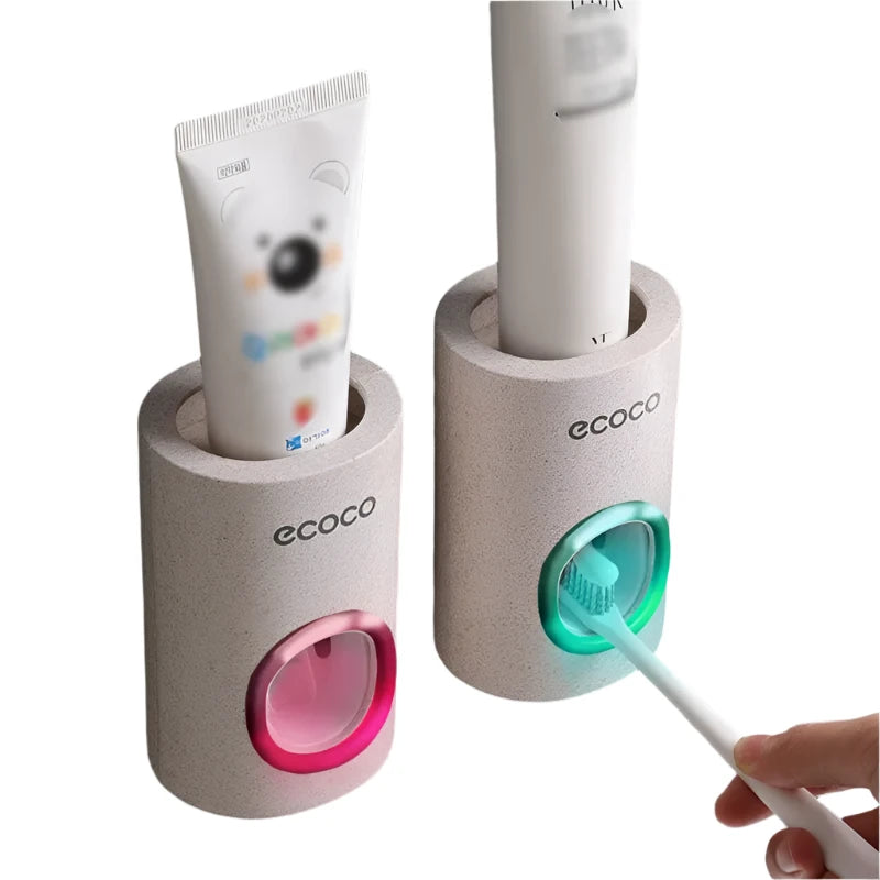 Automatic Toothpaste Dispenser & Dust-proof Toothbrush Holder Bathroom Set