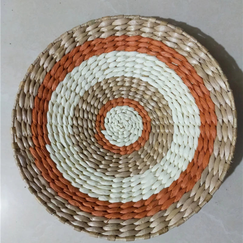 Creative Rattan and Grass Weaving Straw Bowl Wall Decoration