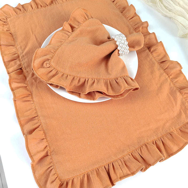 Cotton Ruffle Napkins - Elegant Placemats for Table Decor