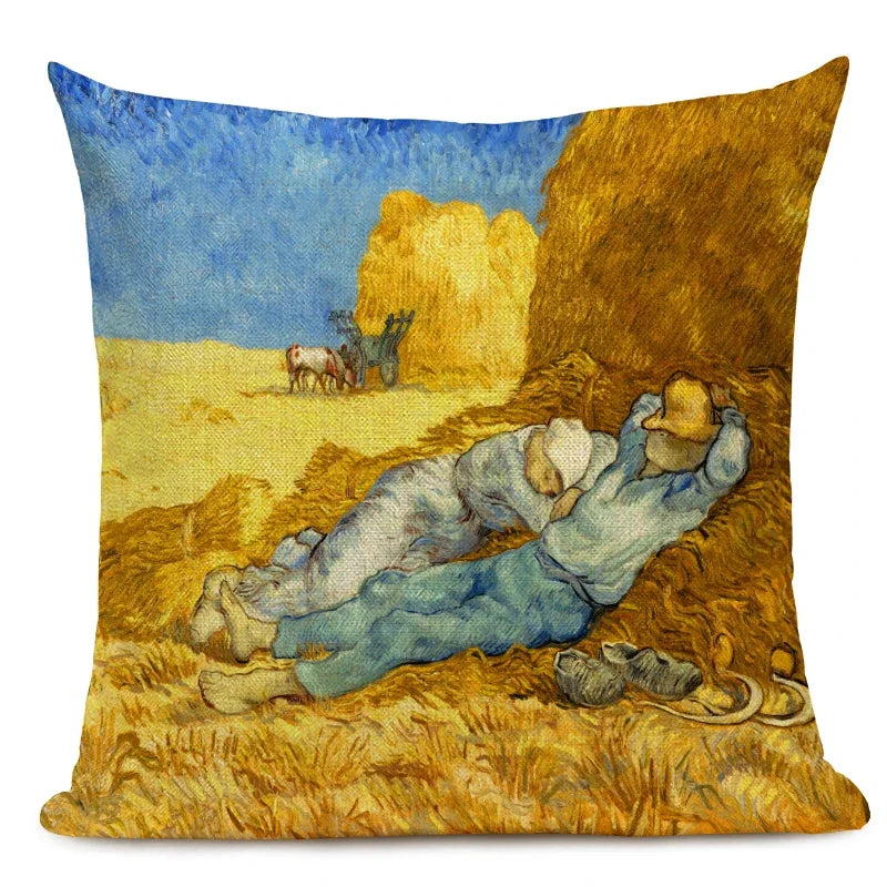 Van Gogh Oil Painting Art Decorative Cushion Cover - 45x45CM Throw Pillow Case for Home Decor