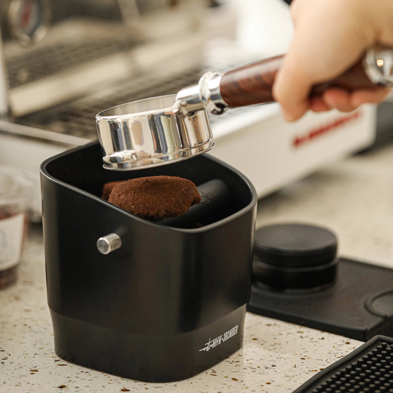 MHW-3BOMBER: Square Coffee Grounds Knock Box – Removable Bar & Non-Slip Base