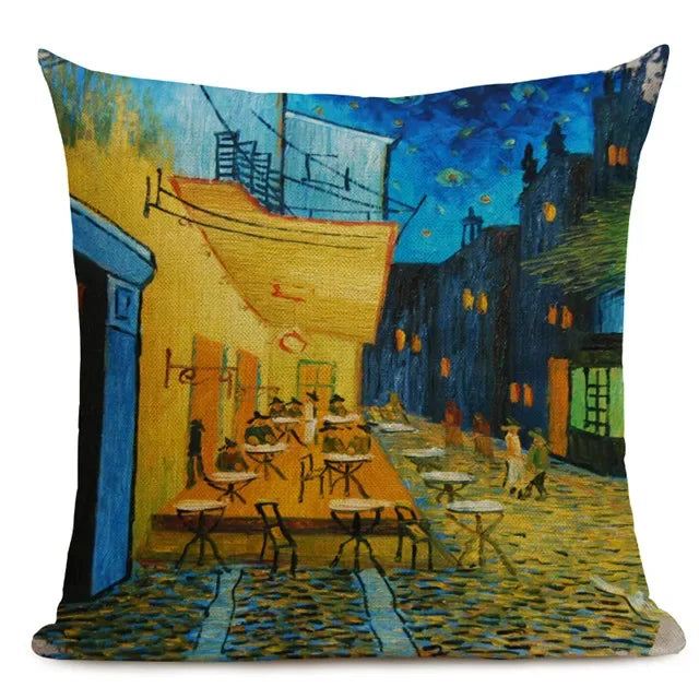 Van Gogh Oil Painting Art Decorative Cushion Cover - 45x45CM Throw Pillow Case for Home Decor