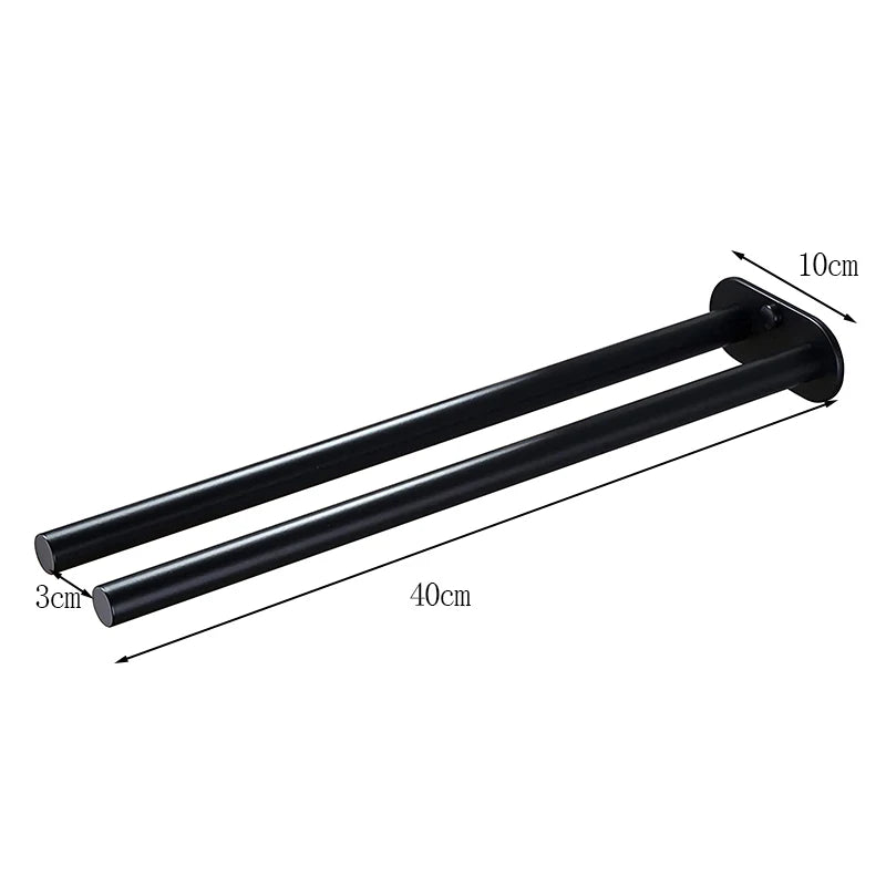 Stainless Steel Bathroom Towel Rack – Black Double Towel Bar Holder