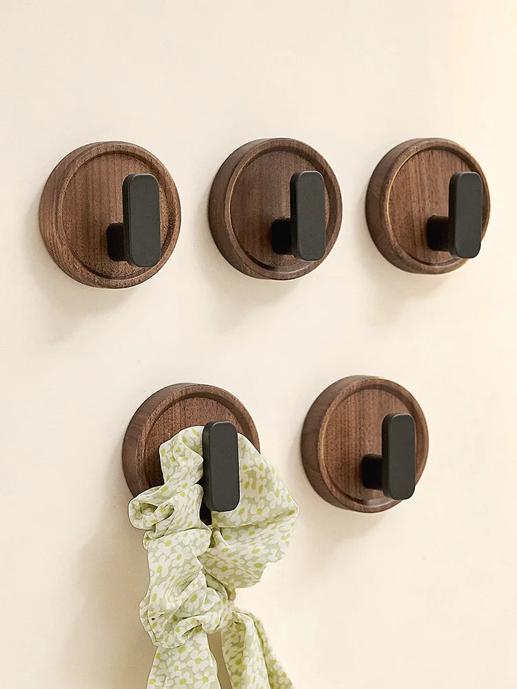 Walnut Wood Coat Rack Hooks